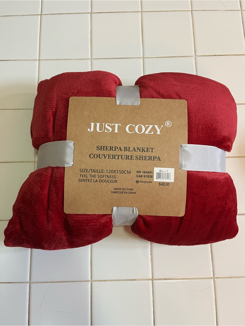 JUST COZY Red Sherpa Blanket - Plush Throw